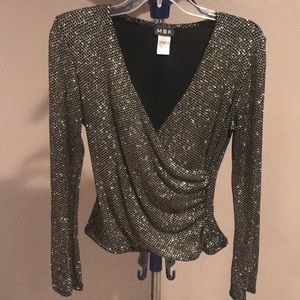 MSK Long Sleeve Gold and Black Blouse
